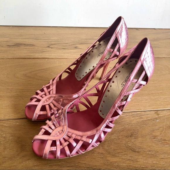 BCBGirls Shoes - BCBG Strapy Heels With Faux Snake Skin Size 9